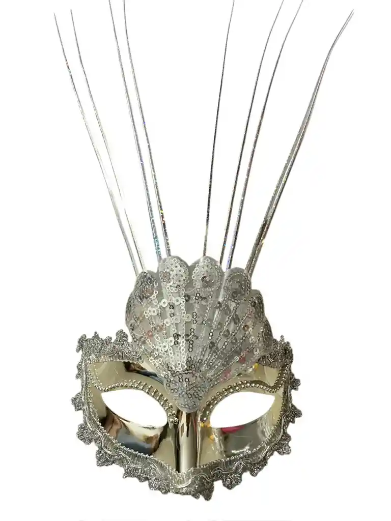 Antifaz Metalizado Fantasia Plateado Hora Loca Carnaval Party