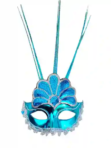 Antifaz Metalizado Fantasia Azul Hora Loca Carnaval Party