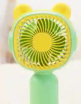 Ventilador Portatil De Mano Recargable Color Verde Pastel Con Amarillo