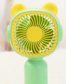 Ventilador Portatil De Mano Recargable Color Verde Pastel Con Amarillo
