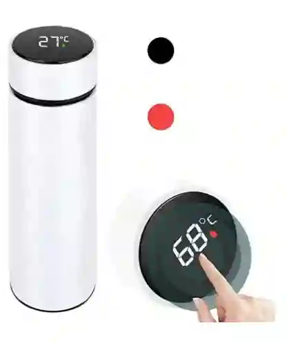 Termo Digital Color Blanco De Acero Inoxidable Capacidad 480ml