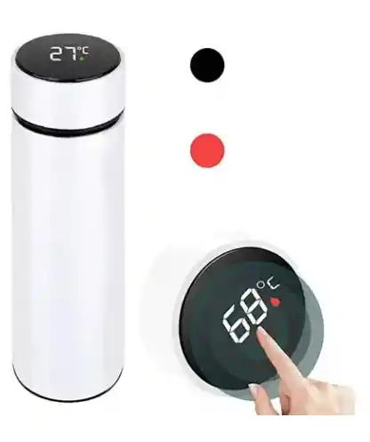 Termo Digital Color Blanco De Acero Inoxidable Capacidad 480ml