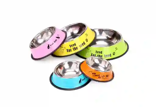 Comedero En Acero Inoxidable Con Color Y Dibujos 26cm - Pc1126cm