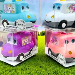 Alcancia Infantil Forma Carrito Diseño Divertido Sonriente