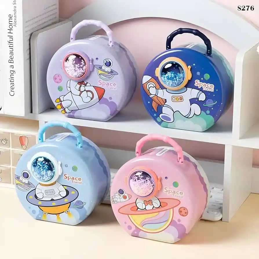 Alcancia Infantil Espacial Redonda Asa Ventana Decorativa