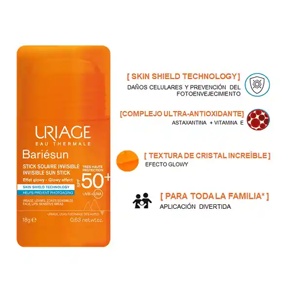 Protector Solar En Barra Uriage Bariesun Stick Invisible Spf50+ 18gr