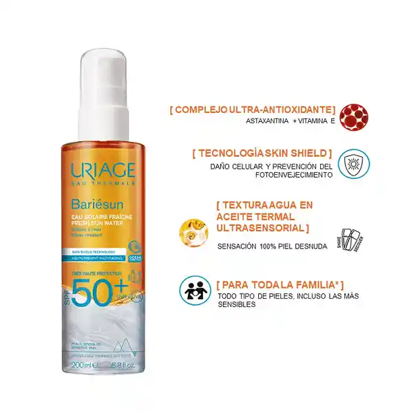 Agua Solar Refrescante Uriage Bariesun Spf50+ 200ml