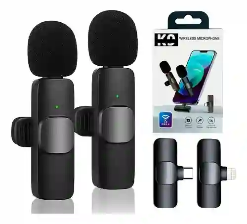 Micrófono De Solapa Inalámbrico Dual K9 Para Teléfonos