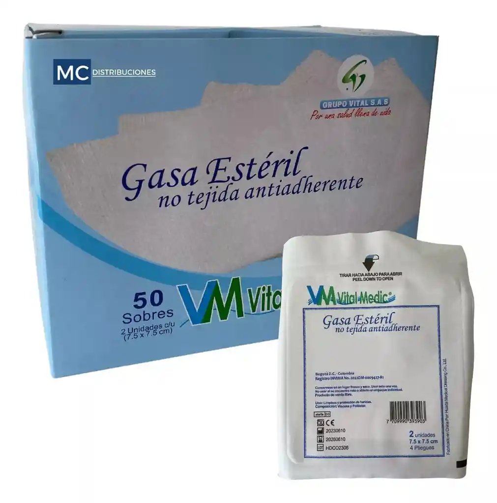 Gasa No Tejida Esteril 7.5cm X 7.5cm X 5 Unds X Caja