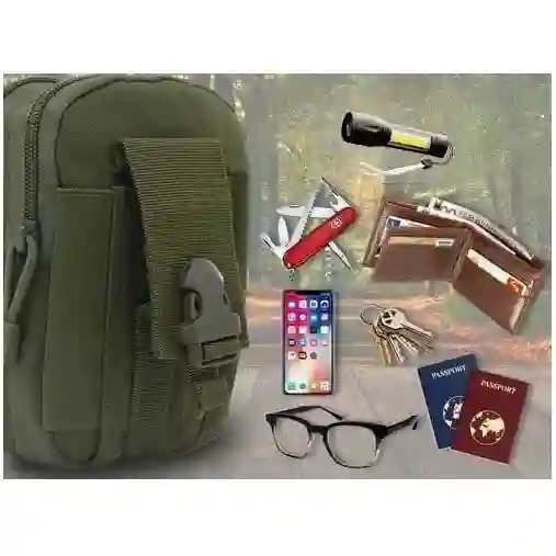 Carriel Táctico Multifuncional 16x12cm Ideal Para Aventuras Al Aire Libre (verde Militar)