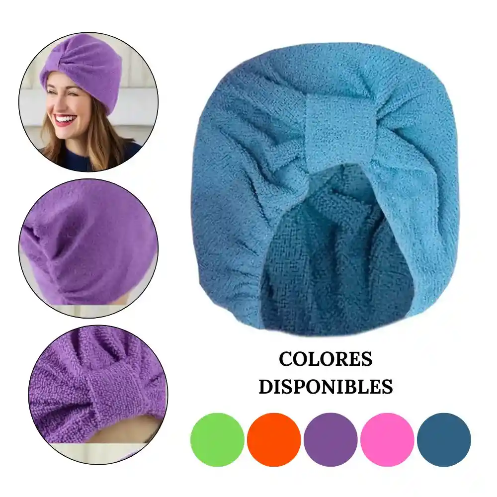Gorro Toalla Para Cabello Microfibra Turbante Secado Rapido