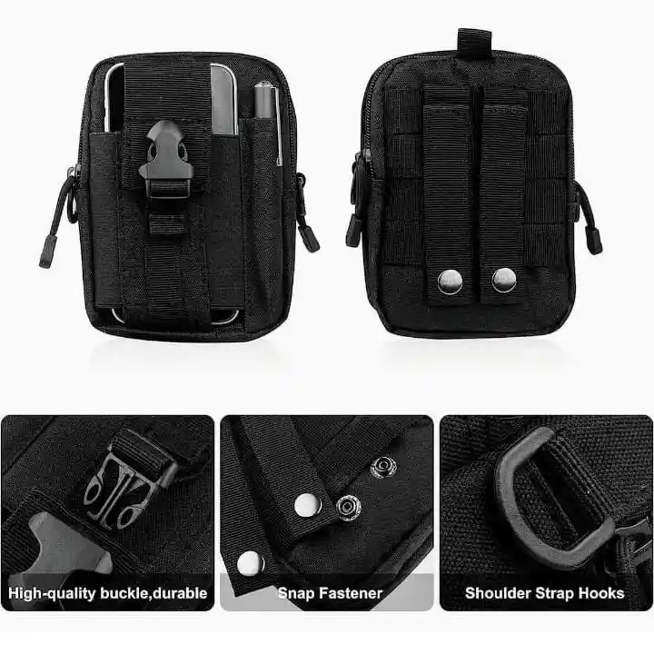 Carriel Táctico Multifuncional 16x12cm Ideal Para Aventuras Al Aire Libre (negro)