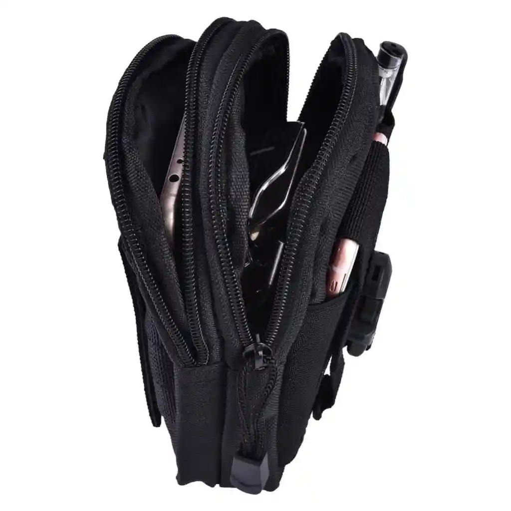 Carriel Táctico Multifuncional 16x12cm Ideal Para Aventuras Al Aire Libre (negro)