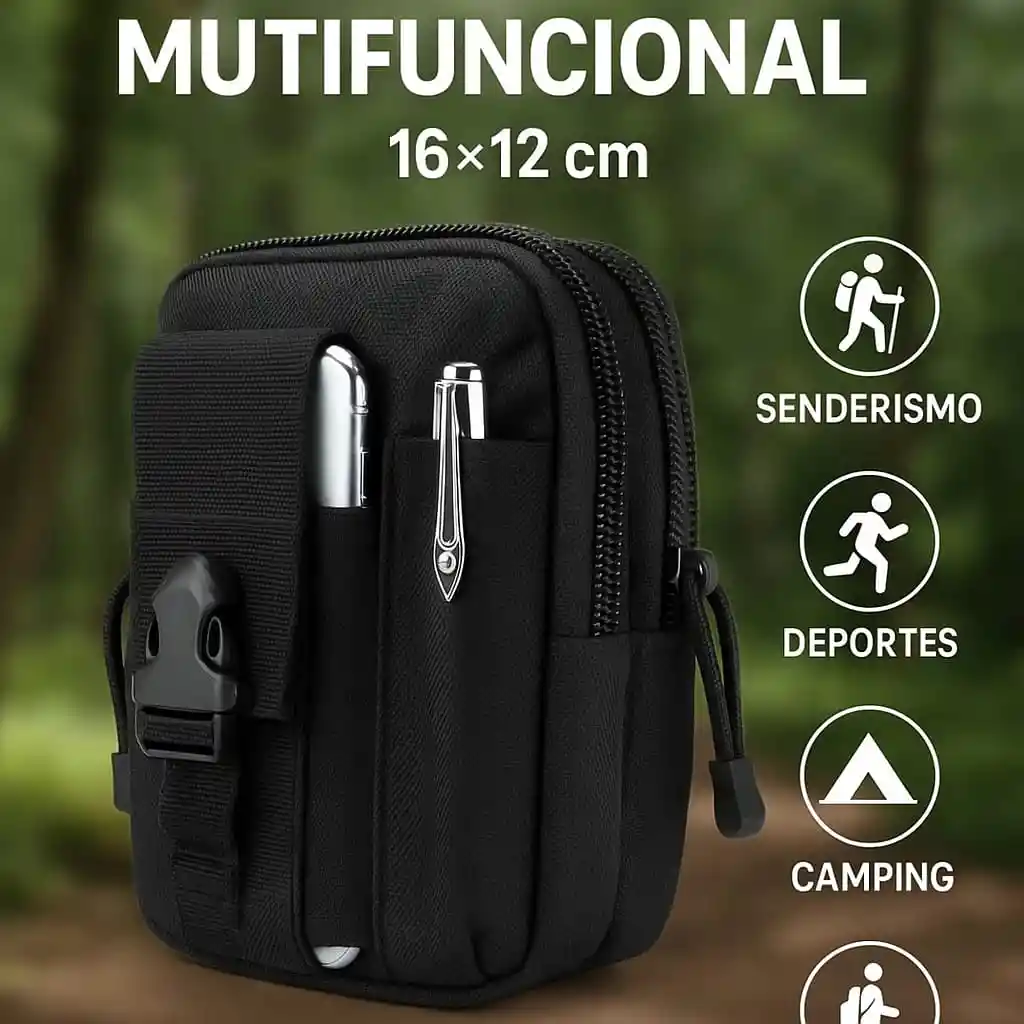 Carriel Táctico Multifuncional 16x12cm Ideal Para Aventuras Al Aire Libre (negro)