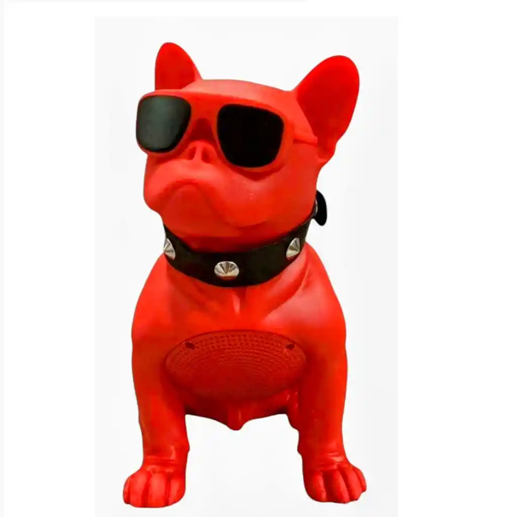 Parlante Bluetooth Perro Bulldog Grande 20 Cm/ Portátil, Usb, Sd, Radio Fm (rojo)