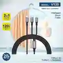 Cable De Carga Rápida 20w 2 En 1 Usb-c A Tipo C / Iphone Pzx V139