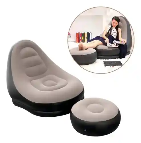 Sillón Inflable Plegable Reposa Pies Sofá Portátil Exterior