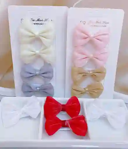 Pinza Con Moño Para Cabello Pelo Niña Mujer Set X 4 - Colores Mixtos
