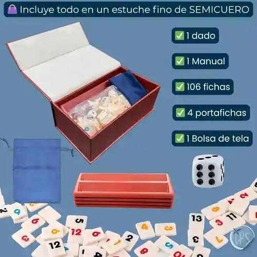 Rummy Rummikub Rummiq Caja De Lujo Cuero