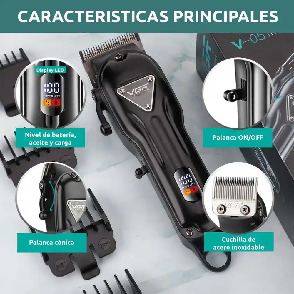 Maquina De Motilar Cortadora De Cabello Inalambrica Vgr V-051