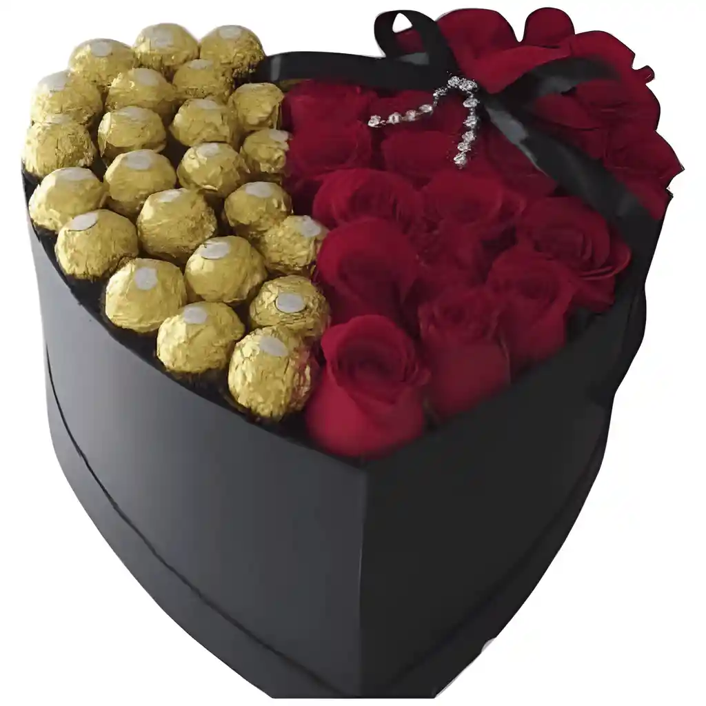 Corazon Con Rosas Y Chocolates