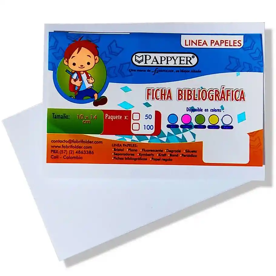Paquete Ficha Bibliografica Cartulina Blanca X50und