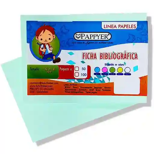 Paquete Ficha Bibliografica Cartulina Verde X50und