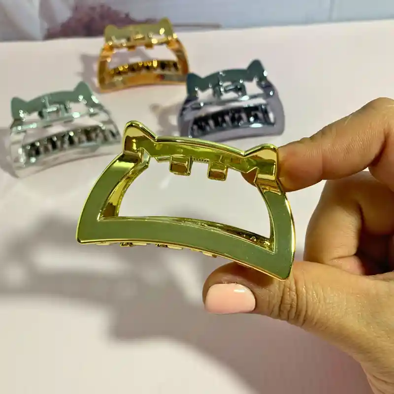 Pinza Gancho Caimán Metalizado Para Cabello