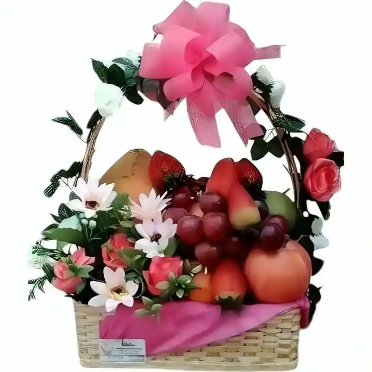 Canasta De Frutas Y Flores Artificiales