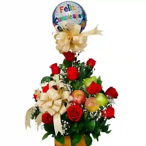 Arreglo De Rosas Con Frutas Y Globo