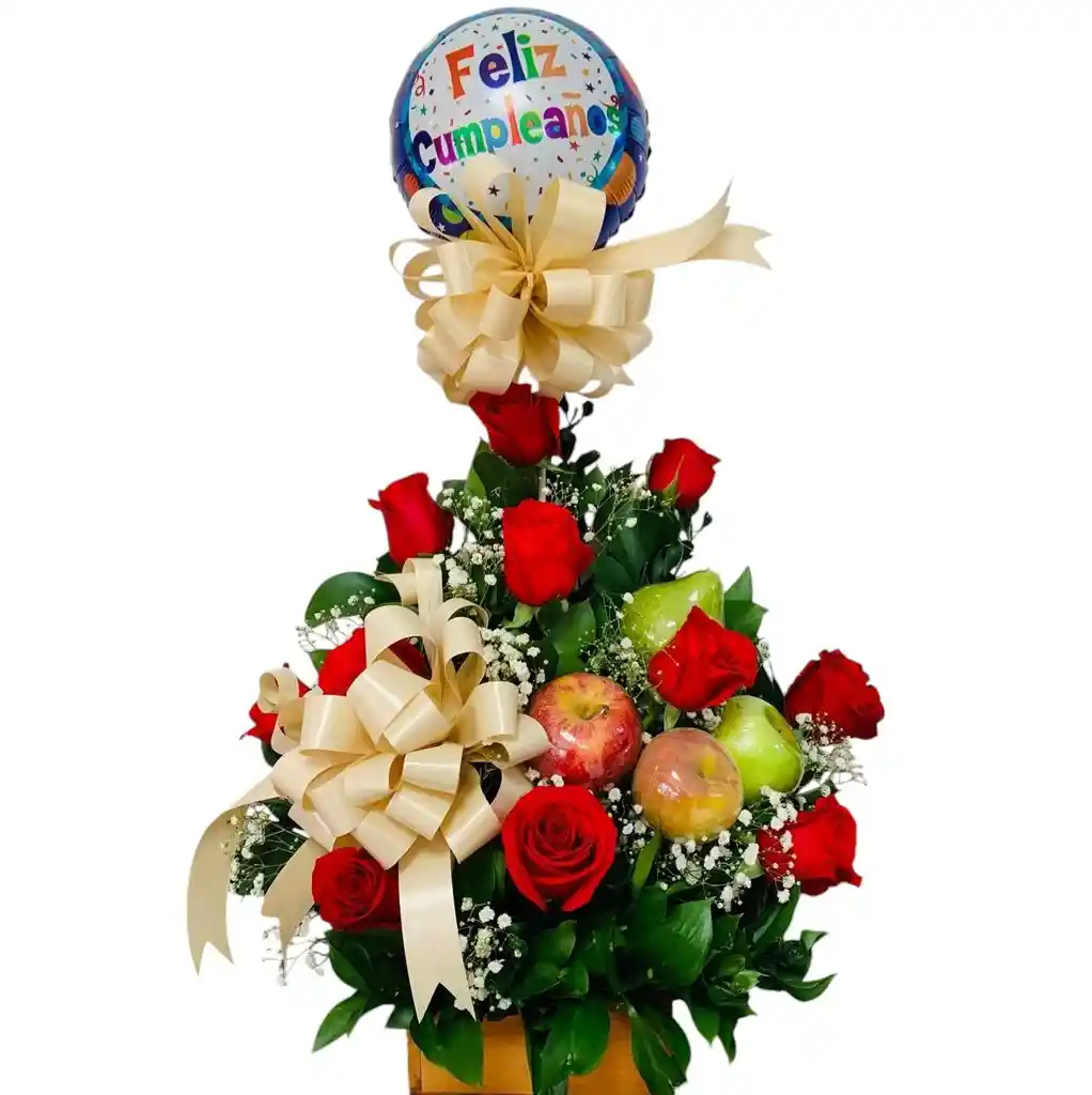 Arreglo De Rosas Con Frutas Y Globo