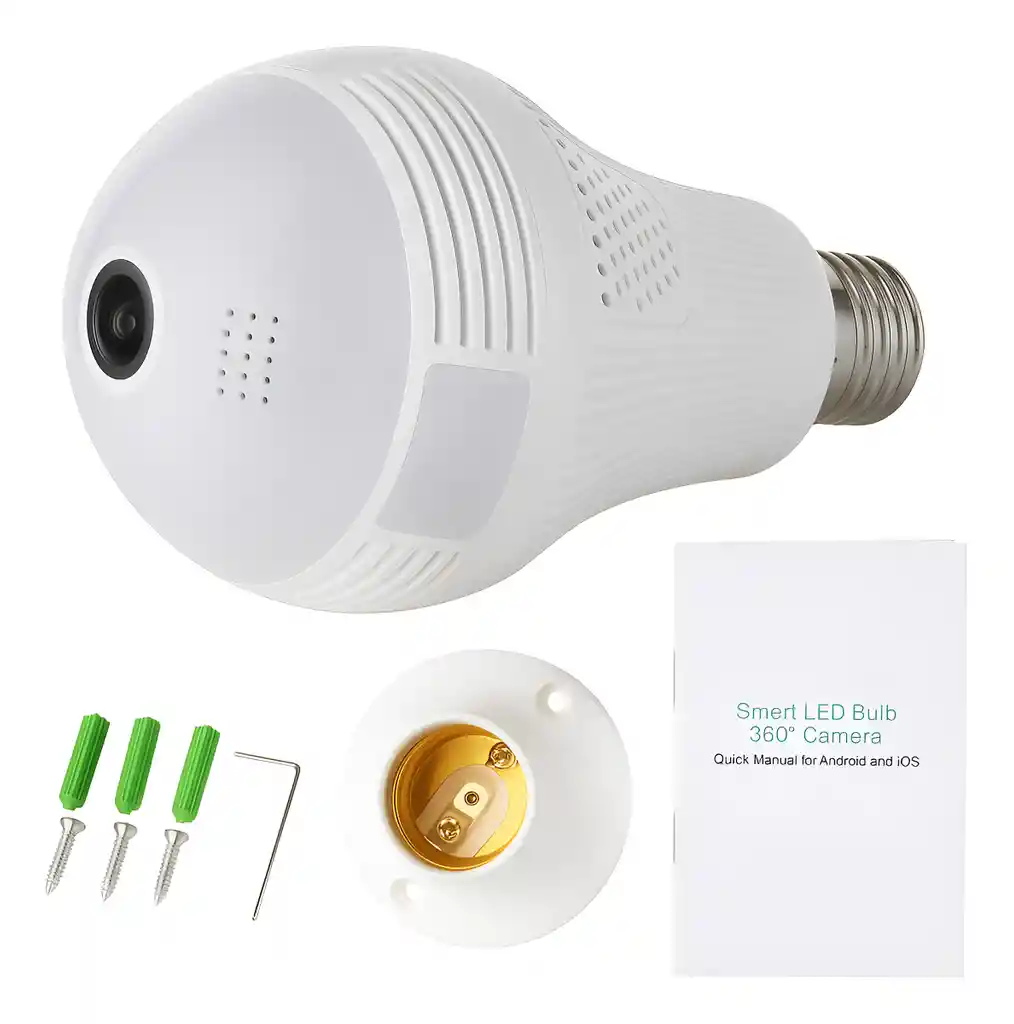 Camara De Seguridad Bombillo 360 Wifi Hd Ranura Micro Sd