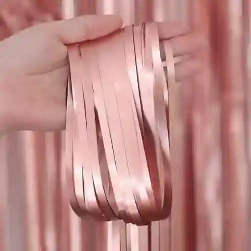 Cortina De Flecos Metalizada Para Fiestas Oro Rosa Cumpleaños Halloween Carnaval Colombia Party