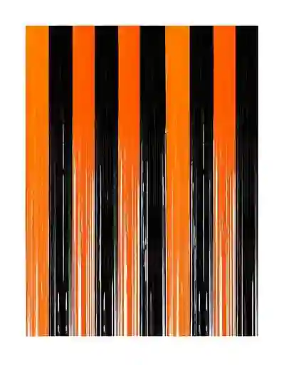 Cortina De Flecos Metalizada Para Fiestas Negro Naranja Halloween Party