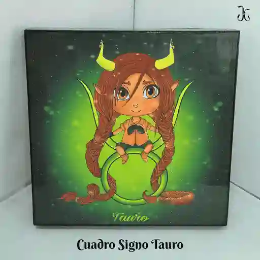 Cuadro 20x 20 Cm Signos Zodiacales Tauro Niña