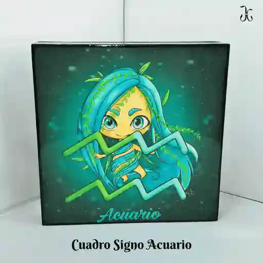 Cuadro 20x 20 Cm Signos Zodiacales Acuario Niña