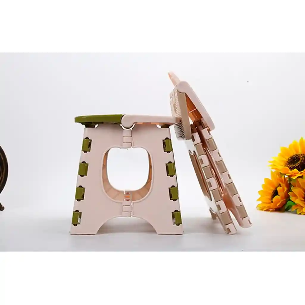 Silla Butaco Banco Plegable Plástico Hogar Baño Resistente Beige