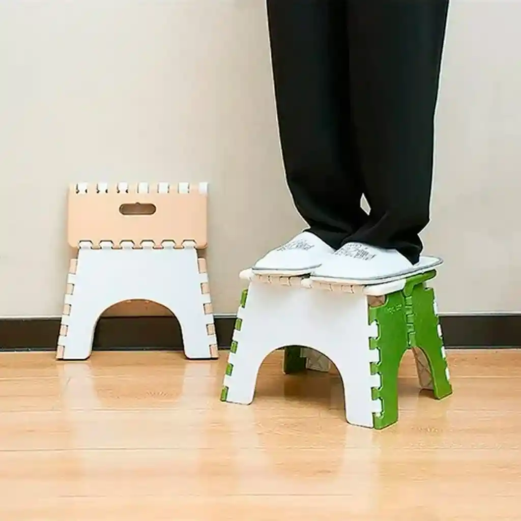 Silla Butaco Banco Plegable Plástico Hogar Baño Resistente Beige