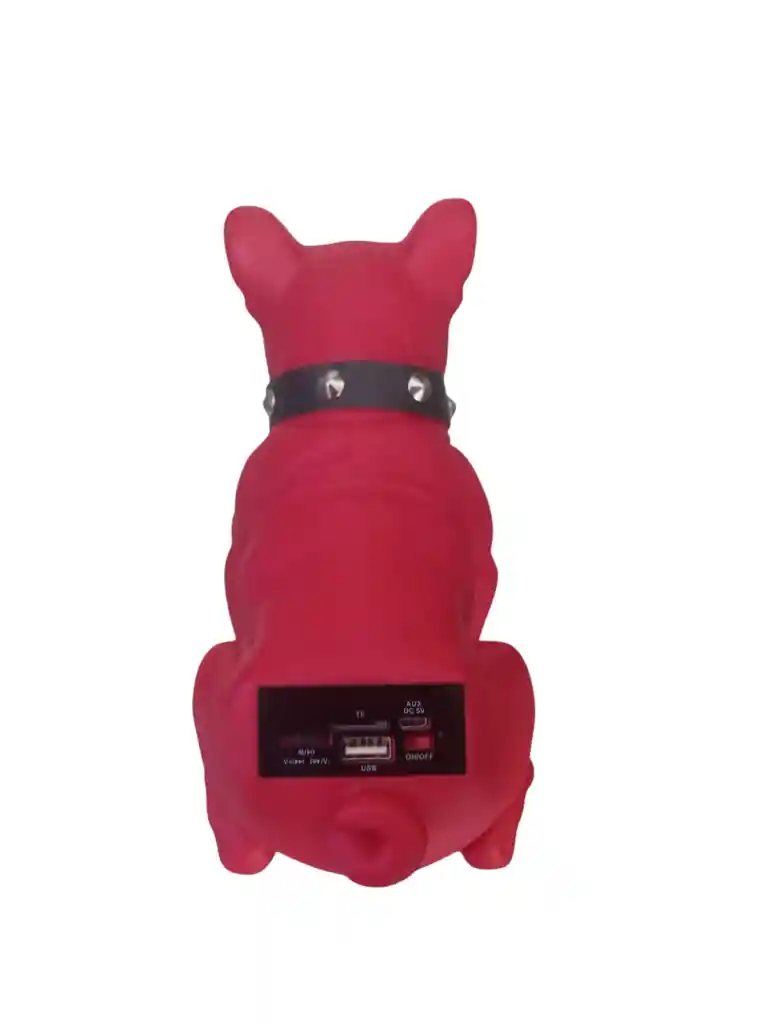 Parlante Bluetooth Perro Bulldog Grande 20 Cm/ Portátil, Usb, Sd, Radio Fm (rojo)