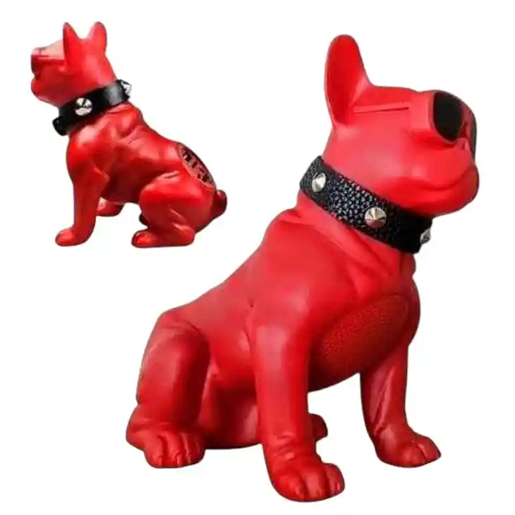 Parlante Bluetooth Perro Bulldog Grande 20 Cm/ Portátil, Usb, Sd, Radio Fm (rojo)