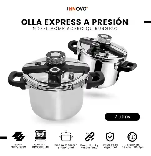 Olla A Presión 7 Litros Nobel Home Acero Quirúrgico Alta Calidad Premium