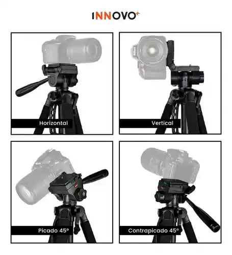 Trípode Profesional F580 Tripod Innovo 170cm Doble Nivel Para Cámara Y Celular Con Giro 360°