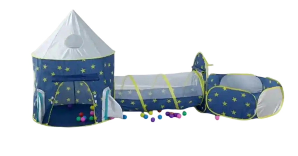 Juguete Camping Carpa Cohete Espacial Con Túnel Y Zona De Juego Niños