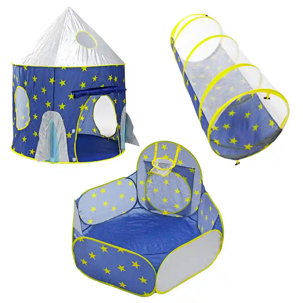 Juguete Camping Carpa Cohete Espacial Con Túnel Y Zona De Juego Niños