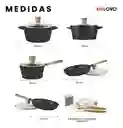 Juego De Ollas Sartenes Granito Antiadherente 16 Piezas Asfe Negro