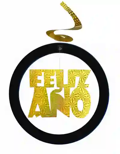 Colgante Movil Feliz Año Negro Con Dorado X 3 Und