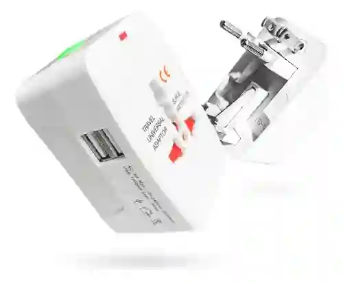 Adaptador Enchufe Universal 2 Puertos Usb Internacional Para Europa Reino Unido Asia Y Más