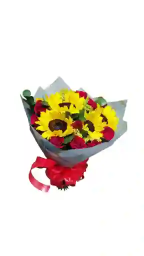 Hermoso Bouquet De Girasoles Y Rosas