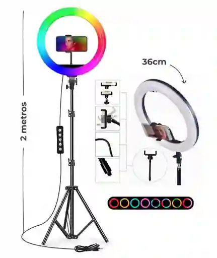 Aro De Luz Rgb 36 Cm Profesional + Tripode