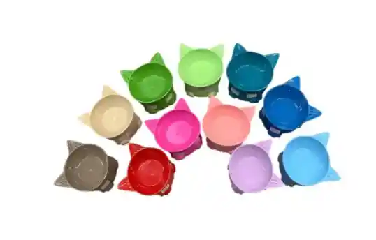 Plato Plastico Para Comida De Mascotas En Forma De Gato Diseño Alto Comedero Para Perros Y Gatos